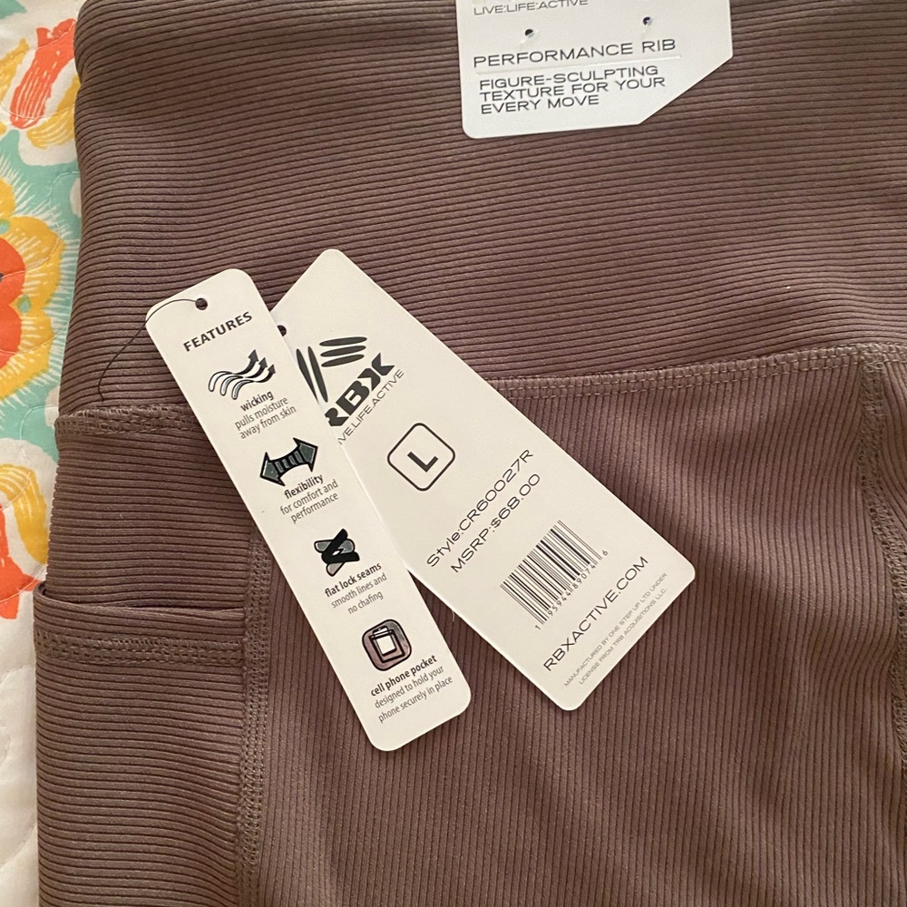 RBX Taupe Performance Rib Leggings